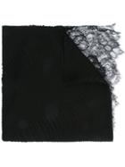 Valentino Lace Trim Scarf, Women's, Black, Silk/polyamide/viscose/modal