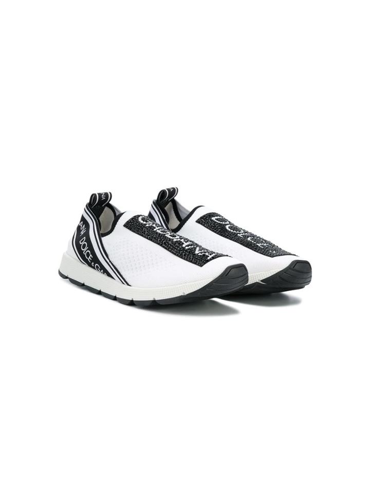 Dolce & Gabbana Kids Teen Logo Slip-on Sneakers - White