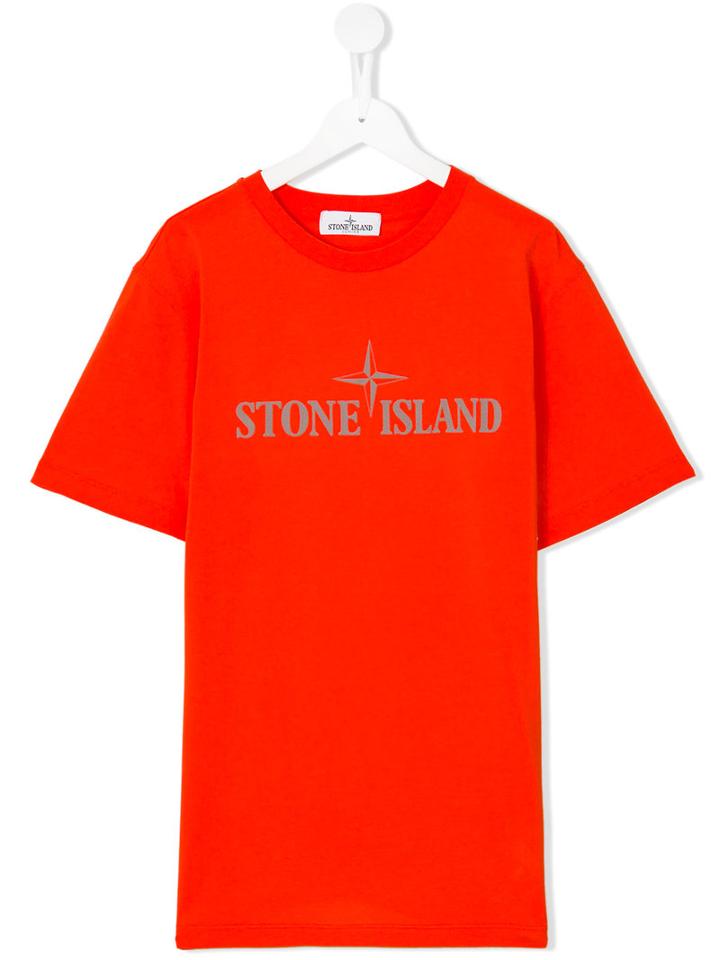 Stone Island Kids - Logo Print T-shirt - Kids - Cotton - 14 Yrs, Boy's, Yellow/orange