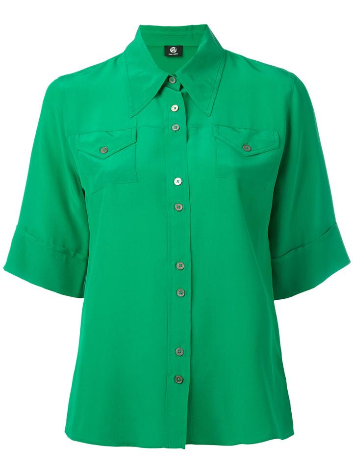 Shortsleeved Shirt - Women - Silk - 44, Green, Silk, Ps By Paul Smith