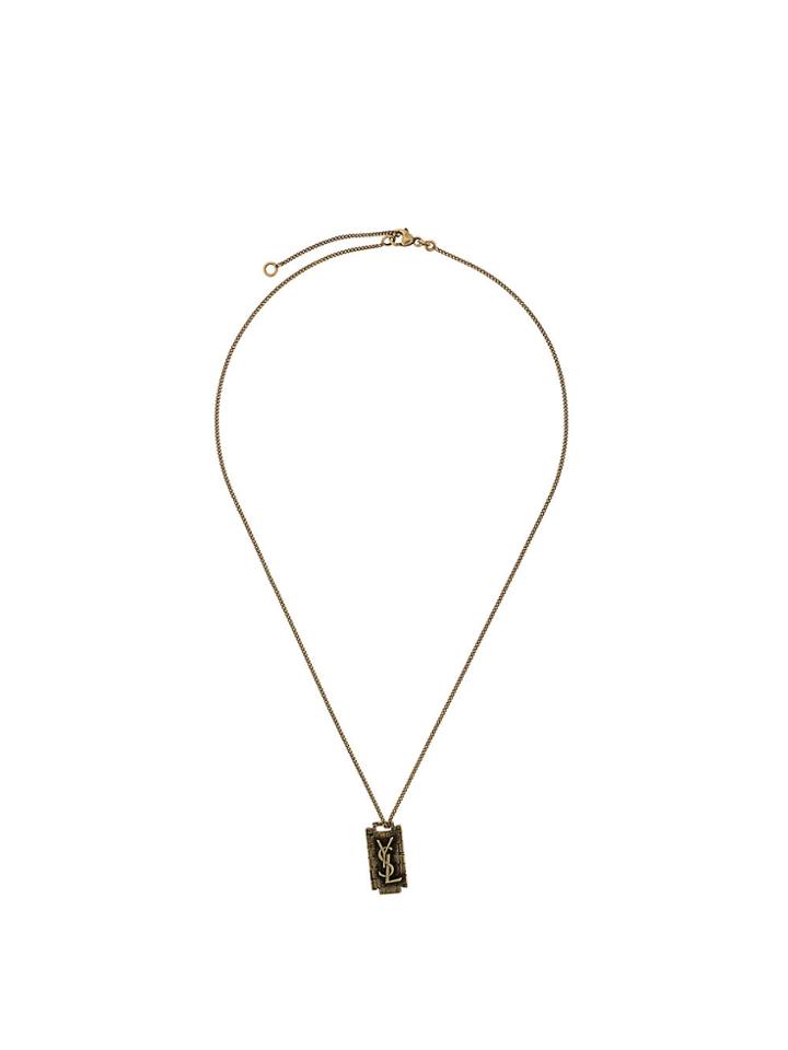 Saint Laurent Monogram Charm Necklace - Metallic