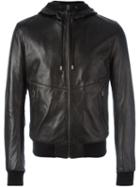 Dolce & Gabbana Hooded Leather Jacket, Men's, Size: 54, Black, Lamb Skin/viscose/acetate/polyester
