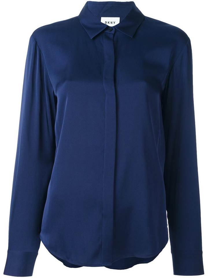 Dkny Classic Shirt, Women's, Size: Small, Blue, Silk/spandex/elastane