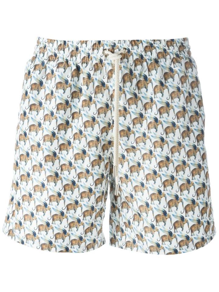 La Perla Savage Land Swim Shorts, Men's, Size: S, White, Polyester