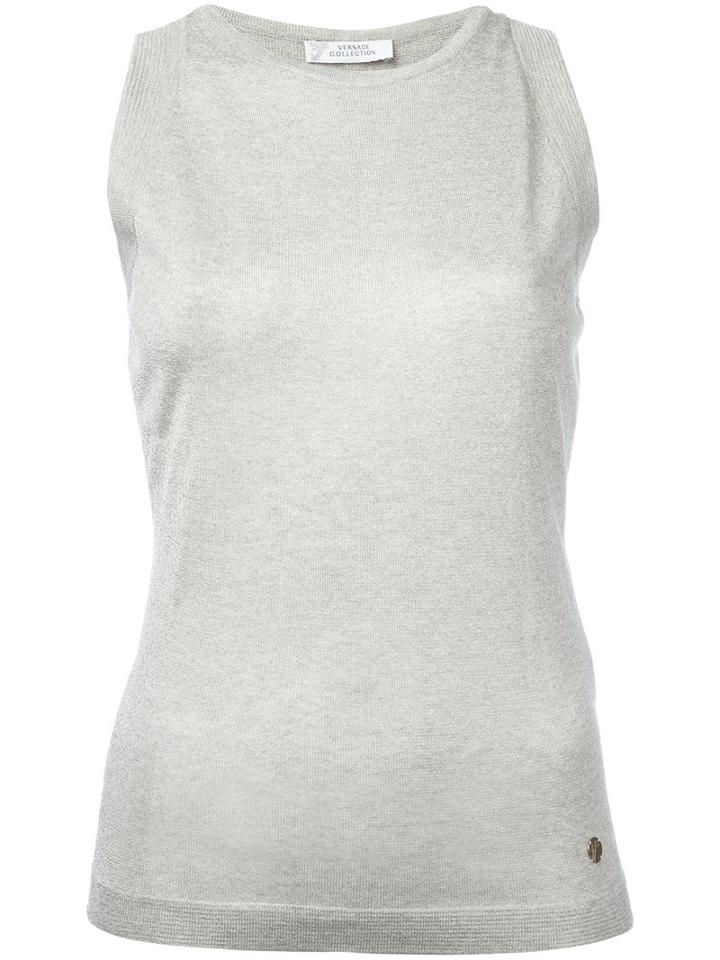Versace Collection Slim-fit Tank, Women's, Size: 46, Grey, Polyester/viscose