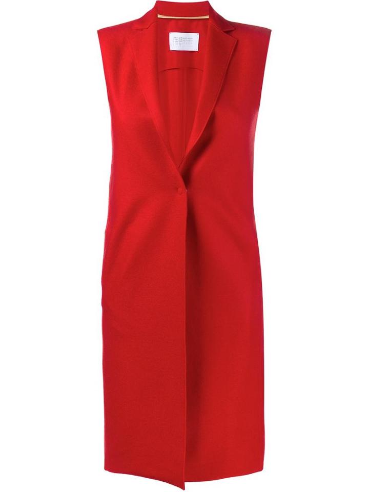 Harris Wharf London Long Waistcoat, Women's, Size: 40, Red, Wool