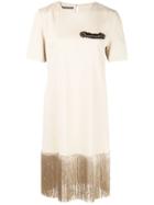 Alberta Ferretti Fringed T-shirt Dress - Brown