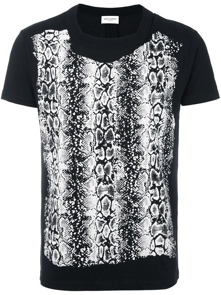 Saint Laurent Snakeskin Pattern Panel T-shirt