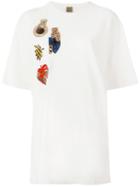 Mr & Mrs Italy Patches Oversized T-shirt, Women's, Size: 38, White, Cotton/wool/silk/viscose