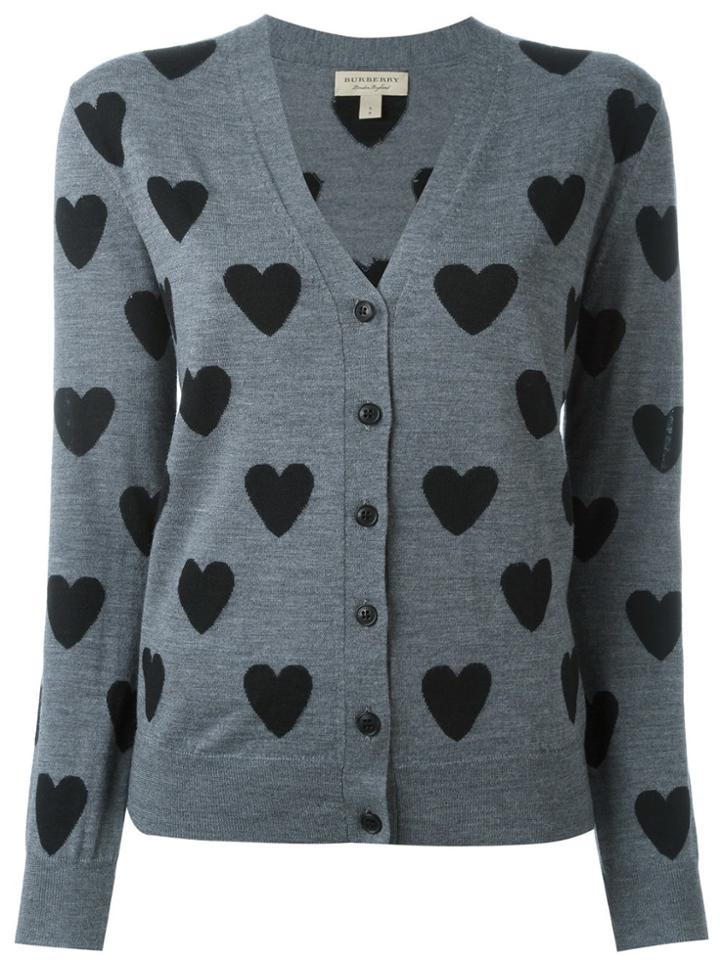 Burberry Heart Intarsia Cardigan - Grey