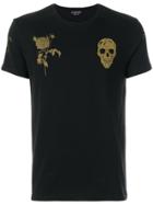 Alexander Mcqueen Skull And Rose Embroidered T-shirt - Black