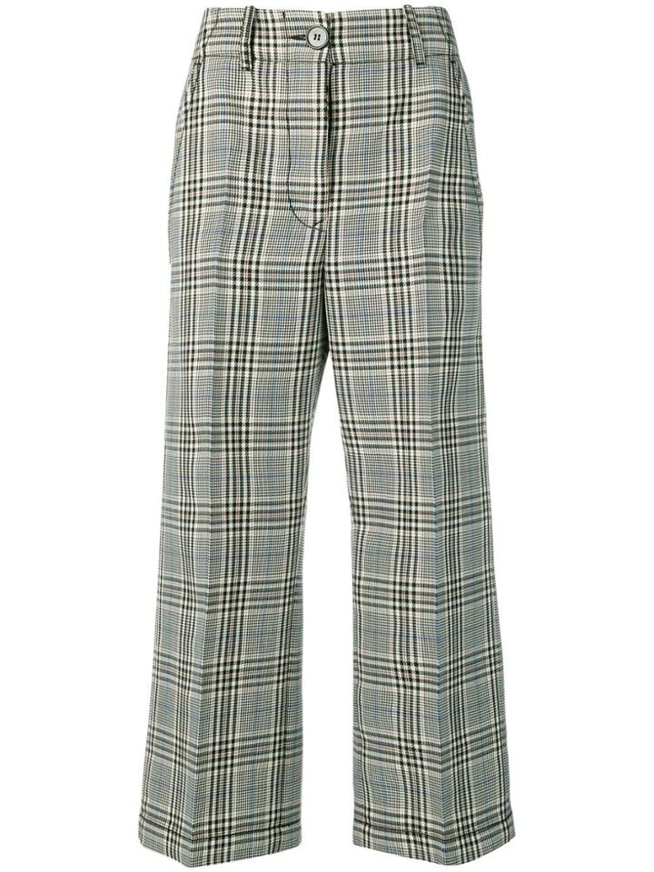 Mm6 Maison Margiela Checked Cropped Trousers - White