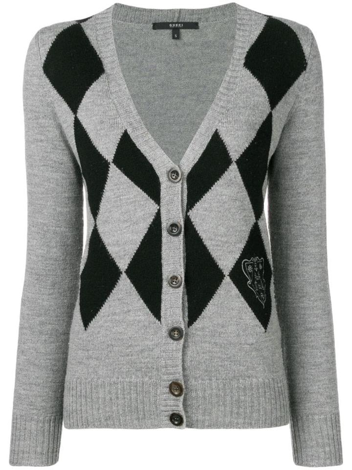 Gucci Pre-owned 1990's Argyle Knitted Cardigan - Grey