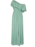 Giambattista Valli One Shoulder Ruffle Silk Gown - Green