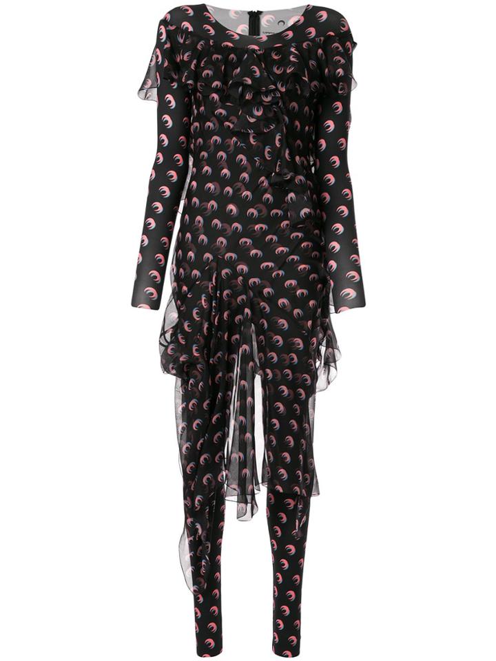 Marine Serre Asymmetric Moon-print Jumpsuit - Black