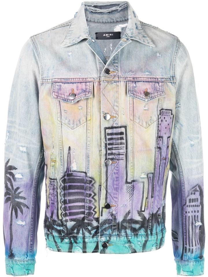 Amiri Printed Denim Jacket - Blue