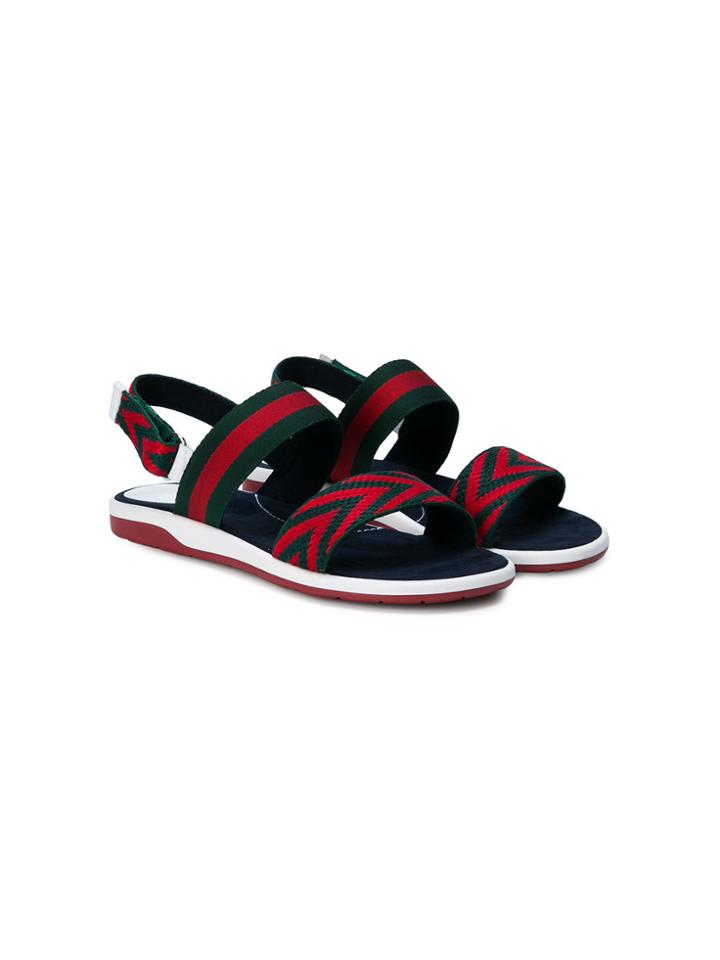Gucci Kids Chevron Webbed Sandals - Green