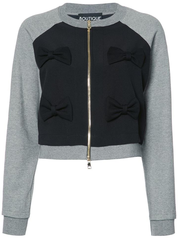 Boutique Moschino Bow Detail Jersey Jacket, Women's, Size: 40, Black, Cotton