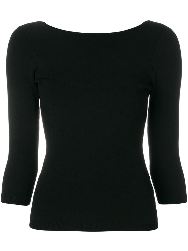 Vince Scoop Back Boat Neck Sweater - Black