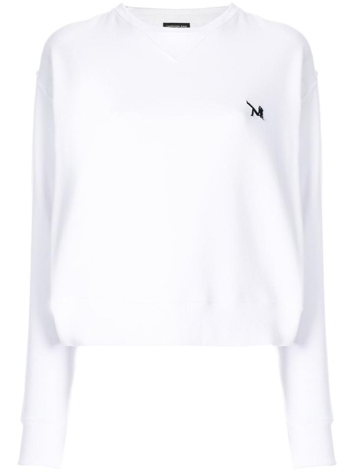 Calvin Klein 205w39nyc Embroidered Logo Detail Jumper - White