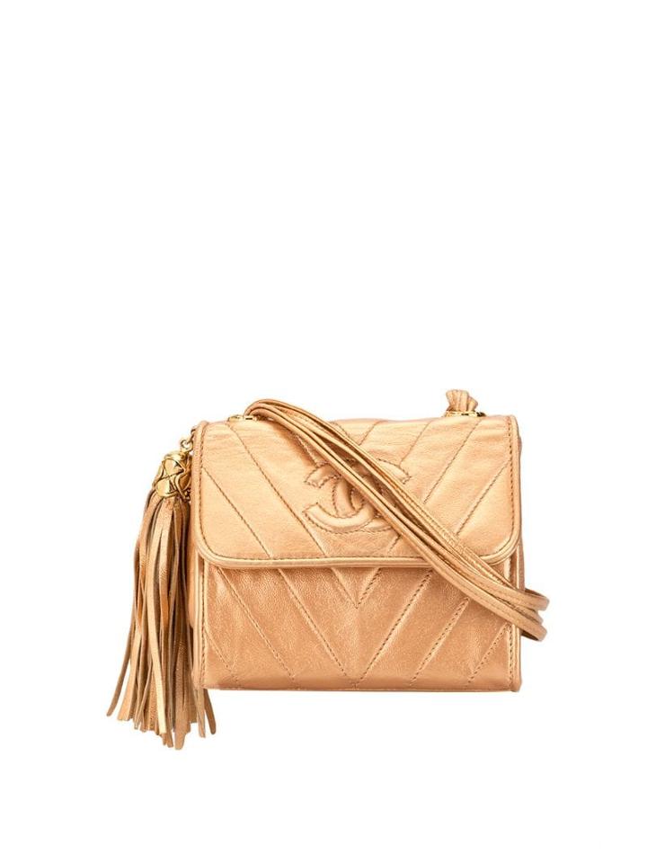 Chanel Pre-owned V Stitch Tassel Crossbody Bag - Gold