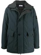 Stone Island Logo Patch Parka - Blue