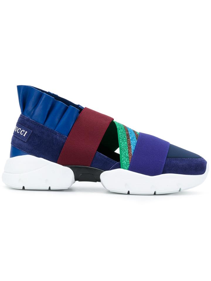 Emilio Pucci Ruffle Trim Sneakers - Blue