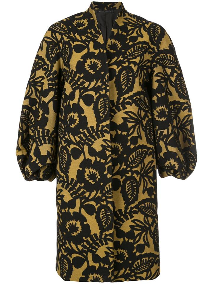 Josie Natori Puff Sleeve Topper Coat - Brown