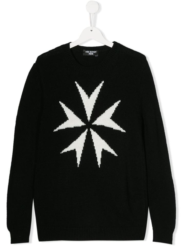 Neil Barrett Kids Teen Arrows Print Jumper - Black