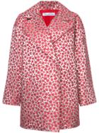 Oscar De La Renta Metallic Floral Drop Shoulder Coat