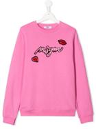 Msgm Kids Love Embroidered Sweatshirt - Pink