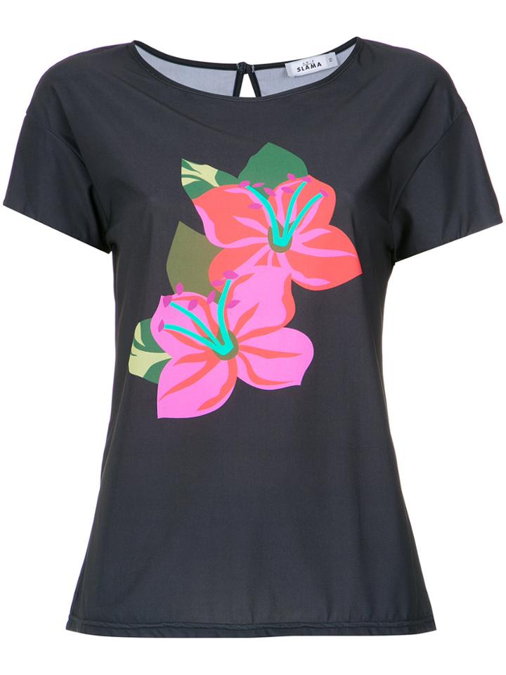 Amir Slama Flower Print Blouse - Black