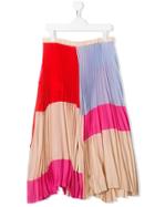 Marni Kids Colourblock Pleated Midi Skirt - Pink