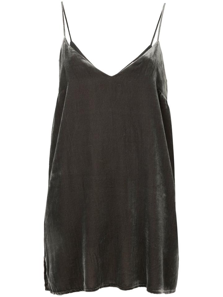 Gold Hawk Long Velvet Slip Top - Green