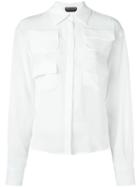 Rochas Chest Pockets Shirt, Women's, Size: 40, White, Silk