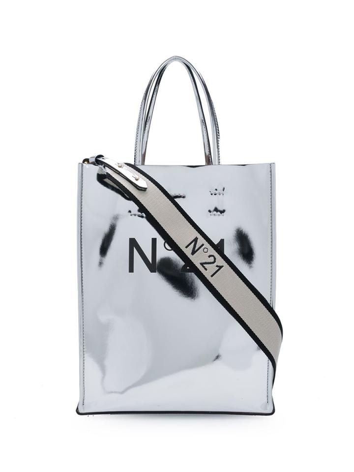 No21 Logo Top-handle Tote - Silver
