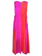 Amur Colour Block Flared Dress - Orange