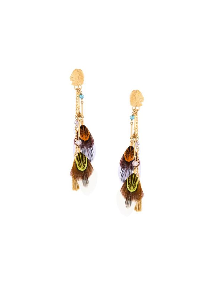 Gas Bijoux 'sioux' Feather Earrings, Women's, Metallic