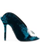 Aperlai Bejewelled Heart Mules - Blue