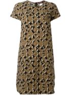 Max Mara Studio Geometric Print Dress, Women's, Size: 42, Brown, Polyester