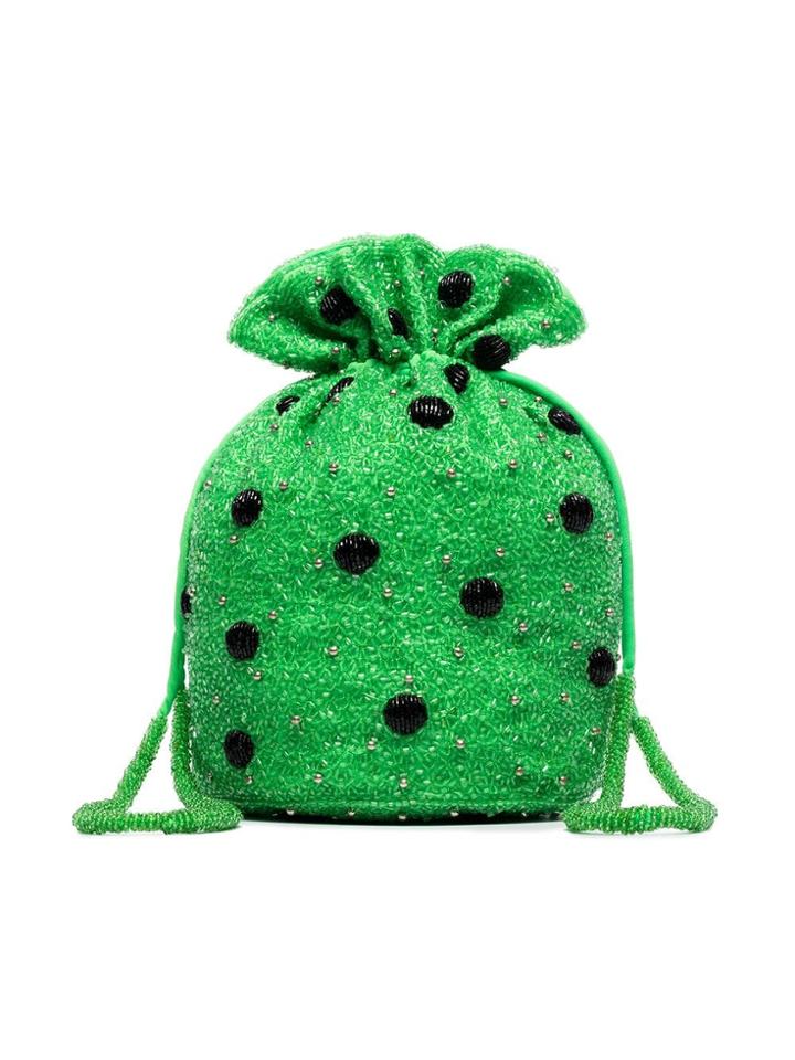 Ganni Beaded Clutch Bag - Green