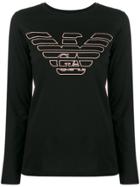 Emporio Armani Textured Logo Long-sleeve T-shirt - Black