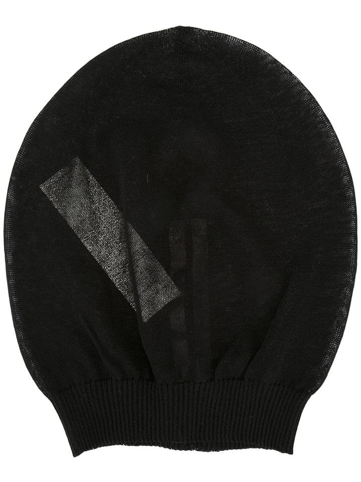 Rick Owens Sheer Beanie Hat, Women's, Black, Cotton/polyamide