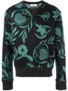 Ami Alexandre Mattiussi Floral Print Crew Neck Sweatshirt, Men's, Size: Medium, Black, Cotton