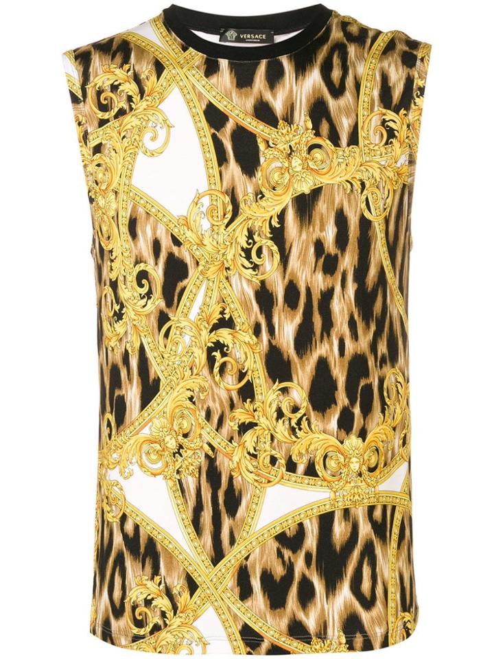 Versace Leopard Print Tank Top - Yellow