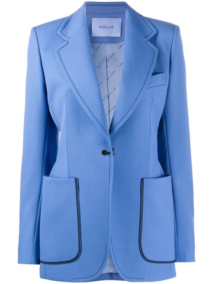 Mugler Single-breasted Fitted Blazer - Blue