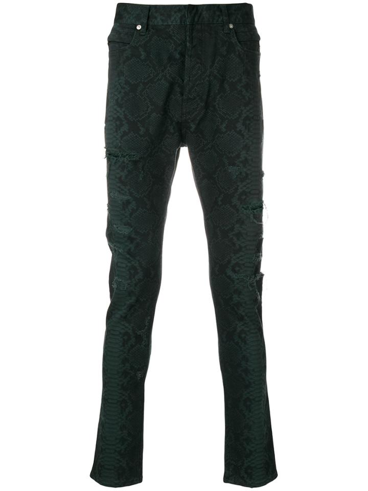 Balmain Snake Print Jeans - Green