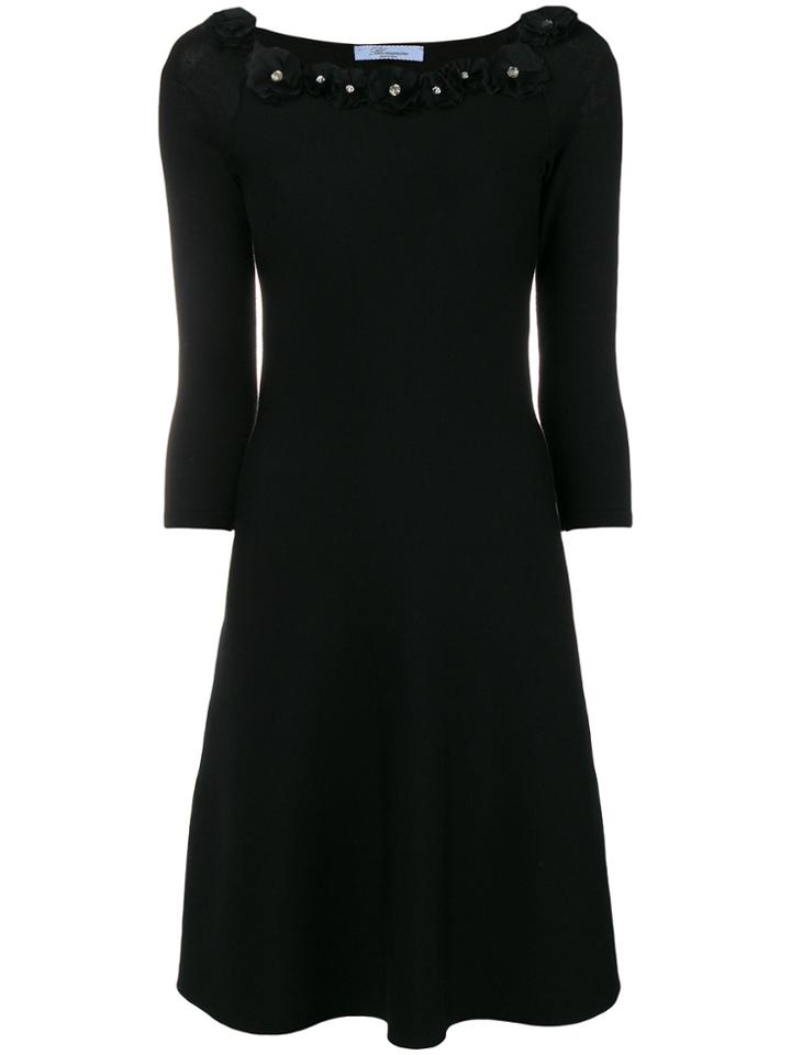 Blumarine Floral Embellished Dress - Black