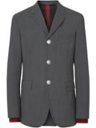 Burberry Stripe Detail Stretch Wool Neoprene Tailored Jacket - Grey