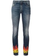 Faith Connexion Flame Print Skinny Jeans, Women's, Size: 25, Blue, Cotton/spandex/elastane
